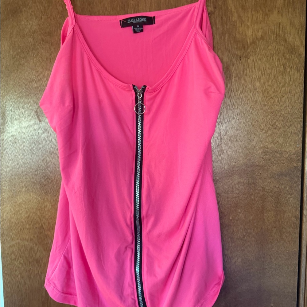 Pink Zipper Front Women's Top